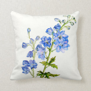 Delphinium blue fine art floral square pillow