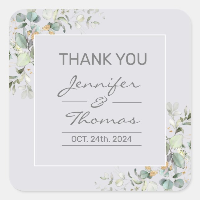 Delphinium Colour & Green Leaves Square Sticker (Front)