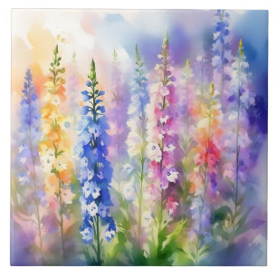 Delphinium Impressionist Vibrant Tile