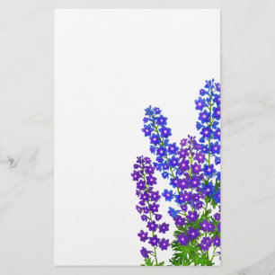 Delphinium Larkspur Floral Garden Stationery