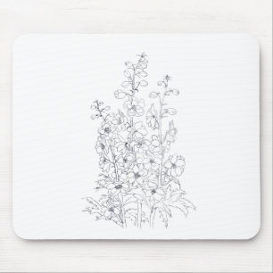 delphinium  larkspur flower drawing mouse pad