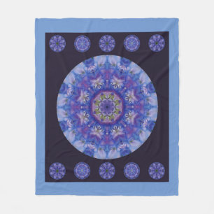 Delphinium mandala fleece blanket