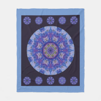 Delphinium mandala fleece blanket