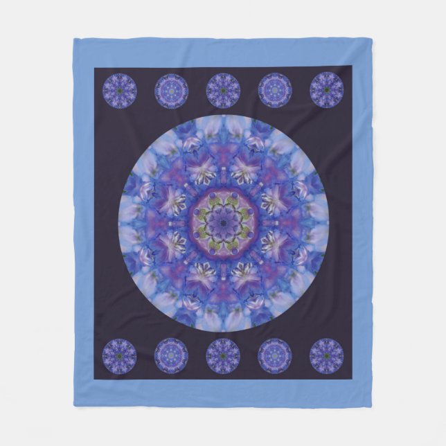 Delphinium mandala fleece blanket (Front)