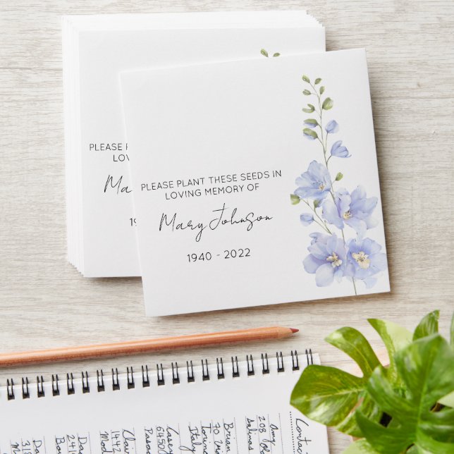 Delphinium | Simple Memorial Seed Envelope (Stacked)