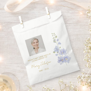 Delphinium Simple Photo Funeral Seed Favour Bag