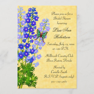 Delphiniums Gold Bridal Shower Invitation