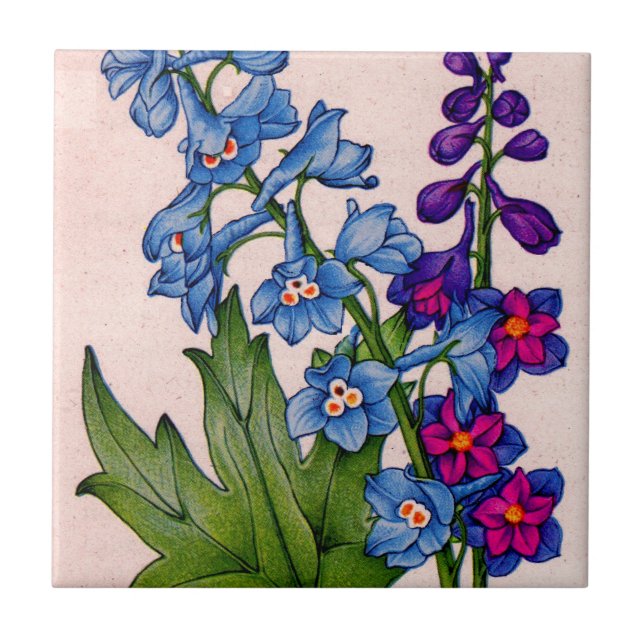delphiniums in blue and purple tile (Front)