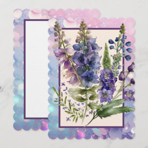 Delphiniums Purple and Blue Blank Card