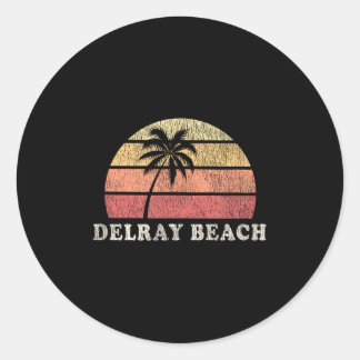 Delray Beach Fl Vintage 70s Retro Throwback Design Classic Round Sticker