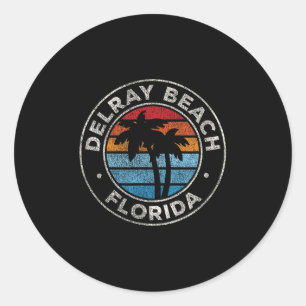 Delray Beach Florida Fl Vintage Graphic Retro 70s  Classic Round Sticker