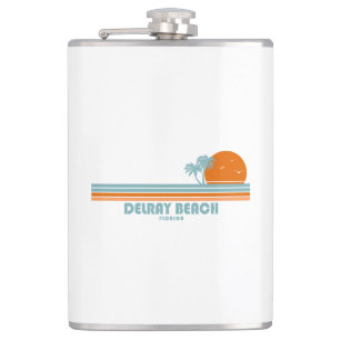 Delray Beach Florida Sun Palm Trees Hip Flask