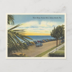 Delray Beach, Florida vintage Ocean Boulevard  Postcard