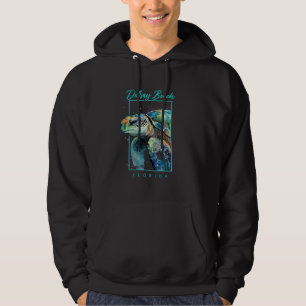 Delray Beach Florida Watercolor Sea Turtle Portrai Hoodie