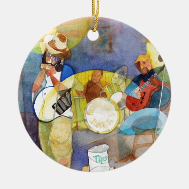 Delta Blues Music Design Ceramic Ornament (Front)