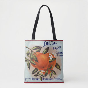 Delta Brand Oranges Citrus Crate Label Tote Bag