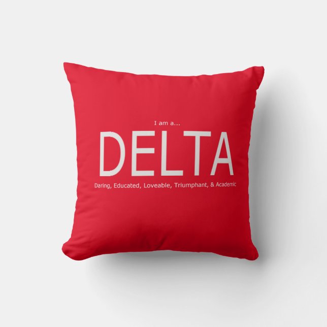 Delta Description - Red Throw Pillow (Front)