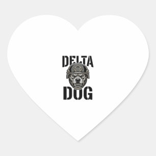 Delta Dog Bulldog Helmet Vintage Engraving Design_ Heart Sticker