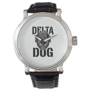 Delta Dog Bulldog Helmet Vintage Engraving Design_ Watch