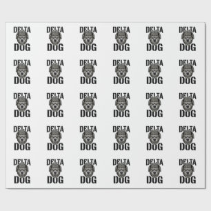 Delta Dog Bulldog Helmet Vintage Engraving Design_ Wrapping Paper