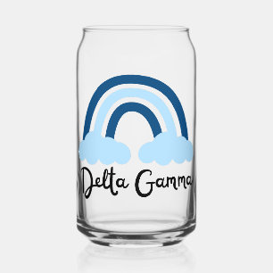Delta Gamma Greek Sorority Blue Monochrome Rainbow Can Glass