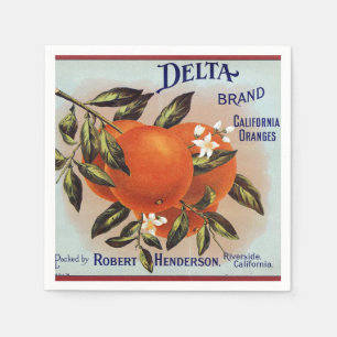 Delta Oranges Fruit Crate Label Napkin