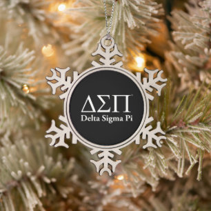 Delta Sigma Pi Classic Logo Snowflake Pewter Christmas Ornament