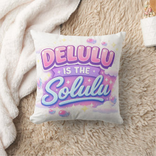 Delulu Is the Solulu – Cute Kawaii Aesthetic  Throw Pillow