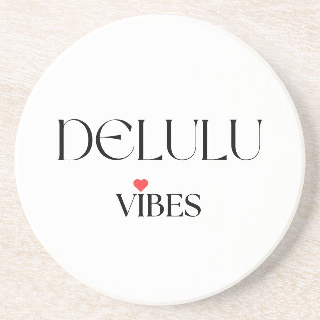 Delulu Vibes, Funny Esthetic Quote Gift Coaster (Front)