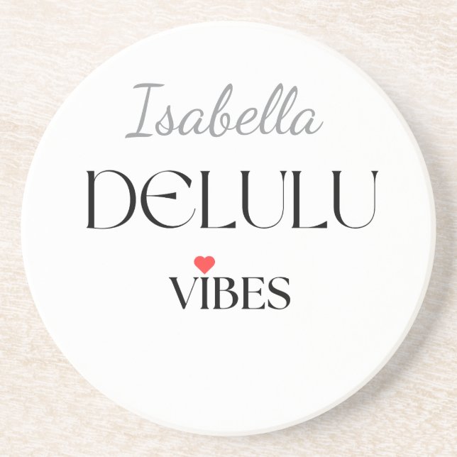 Delulu Vibes, Funny Esthetic Quote Gift Coaster (Front)