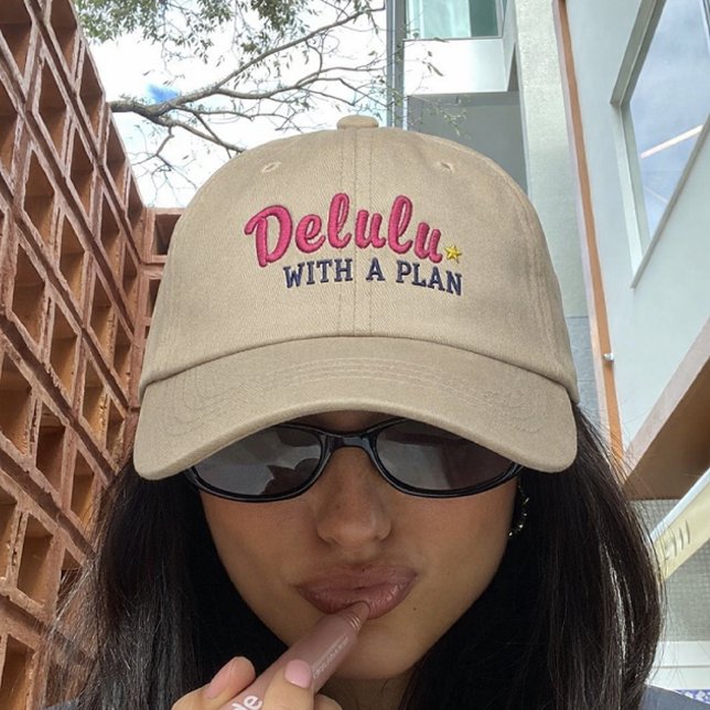 Delulu with a Plan Funny Embroidered Baseball Cap (Creator Uploaded)