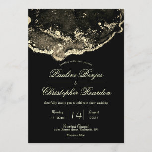 Deluxe Black and Gold Wedding Invitation