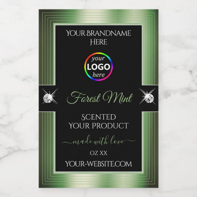 Deluxe Black Shiny Forest Green Logo Product Label (Single Label)