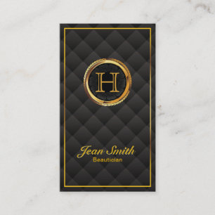 Deluxe Gold Monogram Beautician Business Card
