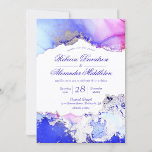 Deluxe Jewel Tones Ink Wash Wedding Invitation