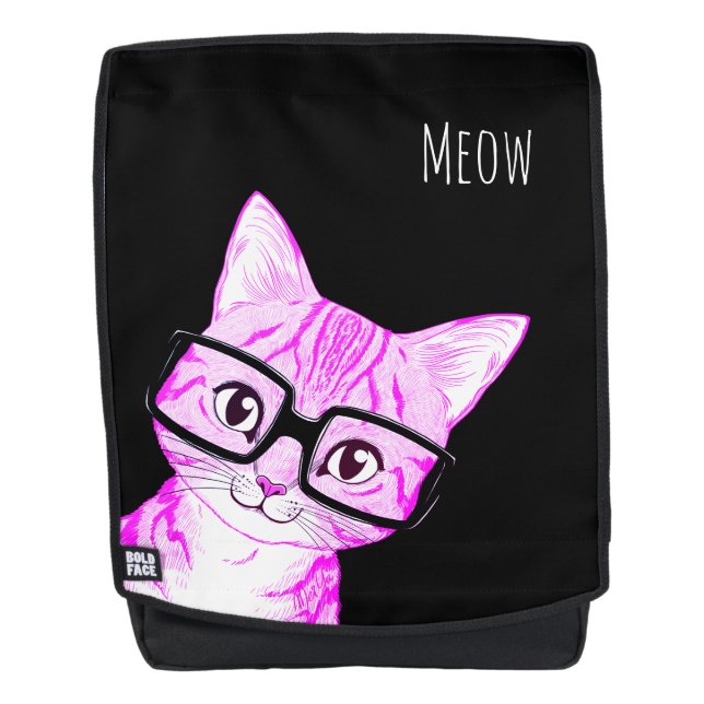 Deluxe Large Weatherproof Nerdy Cat Art Backpack (Front)