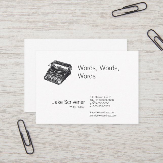 Deluxe Noiseless Retro Typewriter Business Card (Front/Back In Situ)