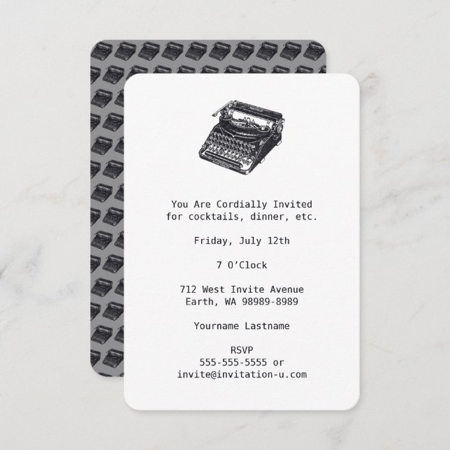 Deluxe Noiseless Retro Typewriter Invitation (Front/Back)