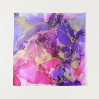 Deluxe Purple Pink Gold Ink Flow. Liquid layers of