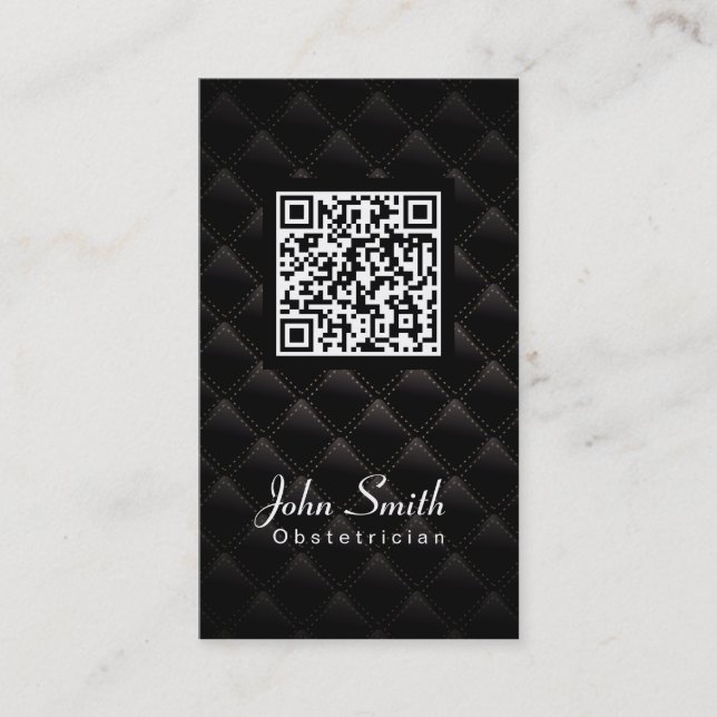 Deluxe QR Code Obstetrician Business Card (Front)