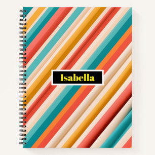 Deluxe Retro Striped Notebook   Colourful Geometri