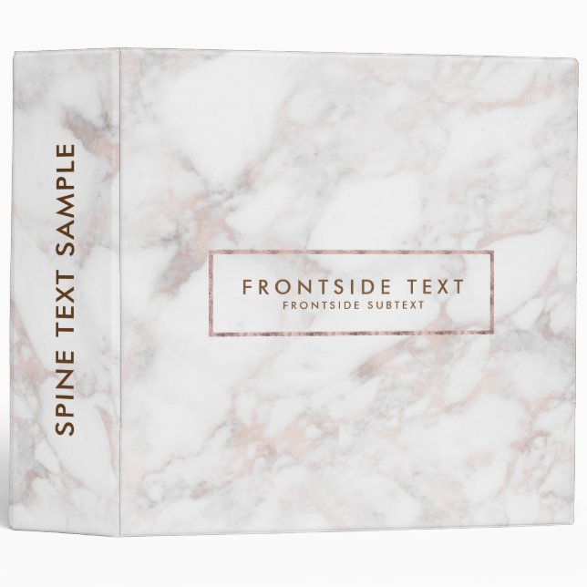 Deluxe Rose-gold Faux Marble Print Binder (Front/Spine)
