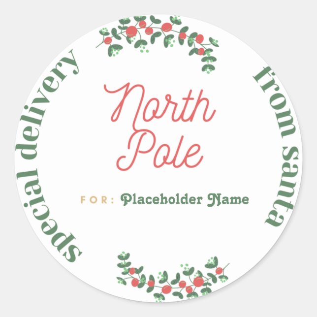 Delviery Kraft Sticker from the North Pole. (Front)