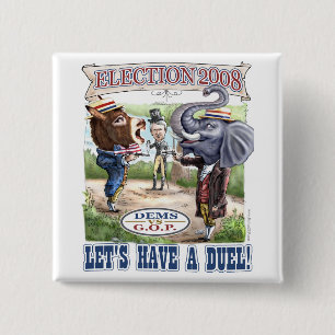 Dem Donkey vs GOP Elephant Button 