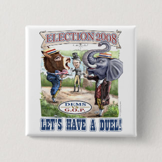 Dem Donkey vs GOP Elephant Button 