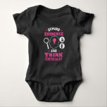 Demand Evidence and Think Critically Science Baby Bodysuit<br><div class="desc">Demand evidence and think critically forensic science saying with a modern design featuring investigation and scientific equipment</div>