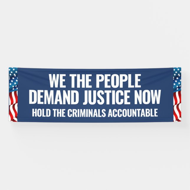 Demand Justice | 8 Ft Banner | Blue (Horizontal)