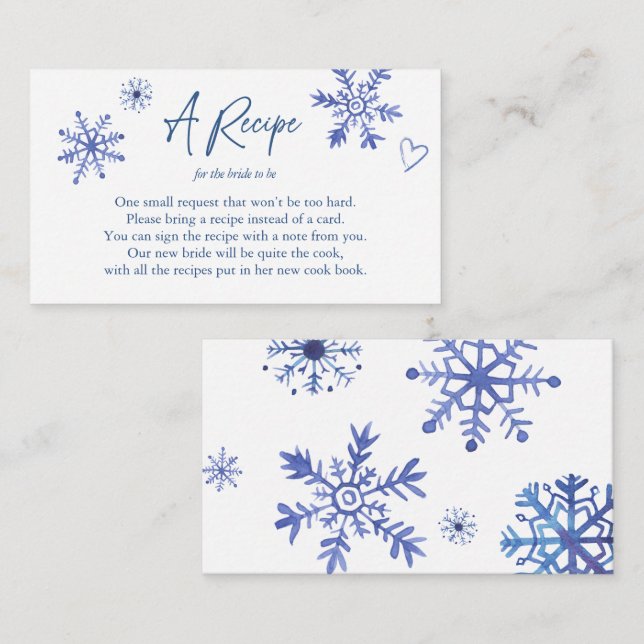 Demande de carte de la douche nuptiale d'hiver (Devant / Derrière)