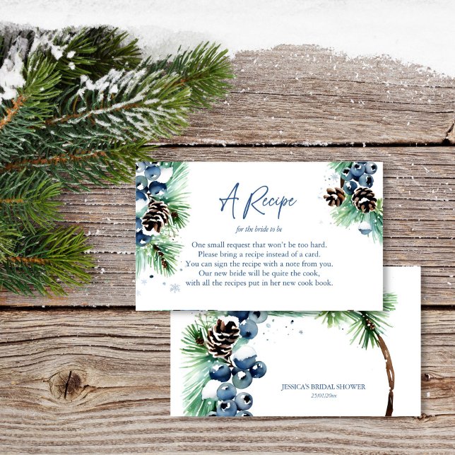 Demande de carte de la douche nuptiale d'hiver (Winter bridal shower recipe card request enclosure card snow in love winter bridal shower)