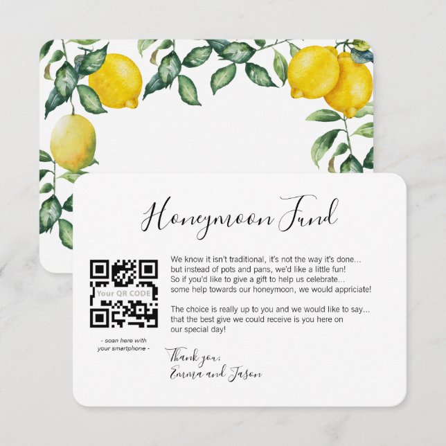 Demande de lune de miel insérer carte citrons mari (Devant / Derrière)